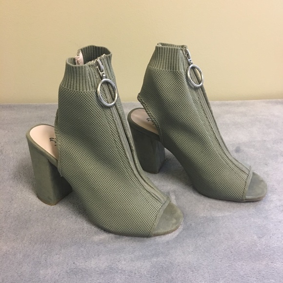 Army Green Peep Toe Heels - Picture 1 of 4